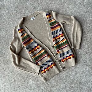 Madewell Women’s Vintage Tan Colorful Printed Cardigan Sweater Size XS
